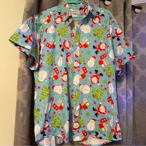 Men’s snowman Christmas holiday short sleeve sz L. Wore once.